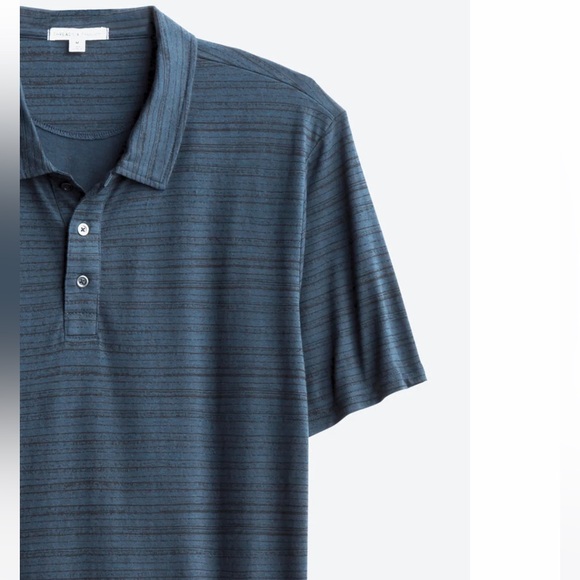 NWT Threads 4 Thought mens Navy striped polo, size medium - Picture 3 of 11